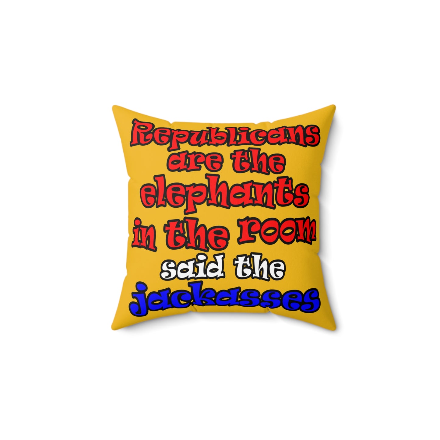 donkeys and elephants - Spun Polyester Square Pillow - (yellow)