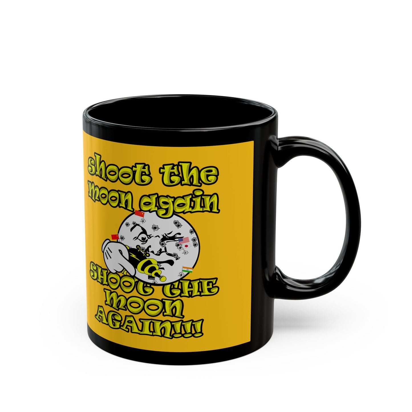 shoot the moon again - Black Mug (yellow)