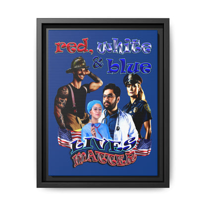 rw&b lives matter - framed canvas art (dark blue)
