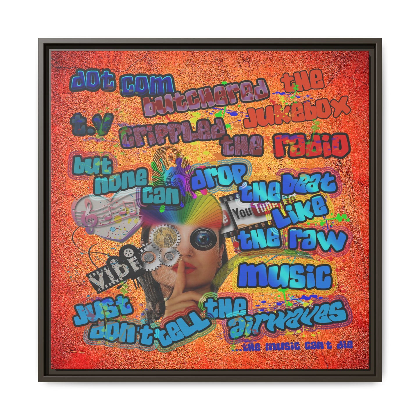 drop the beat - framed canvas art (burnt orange)