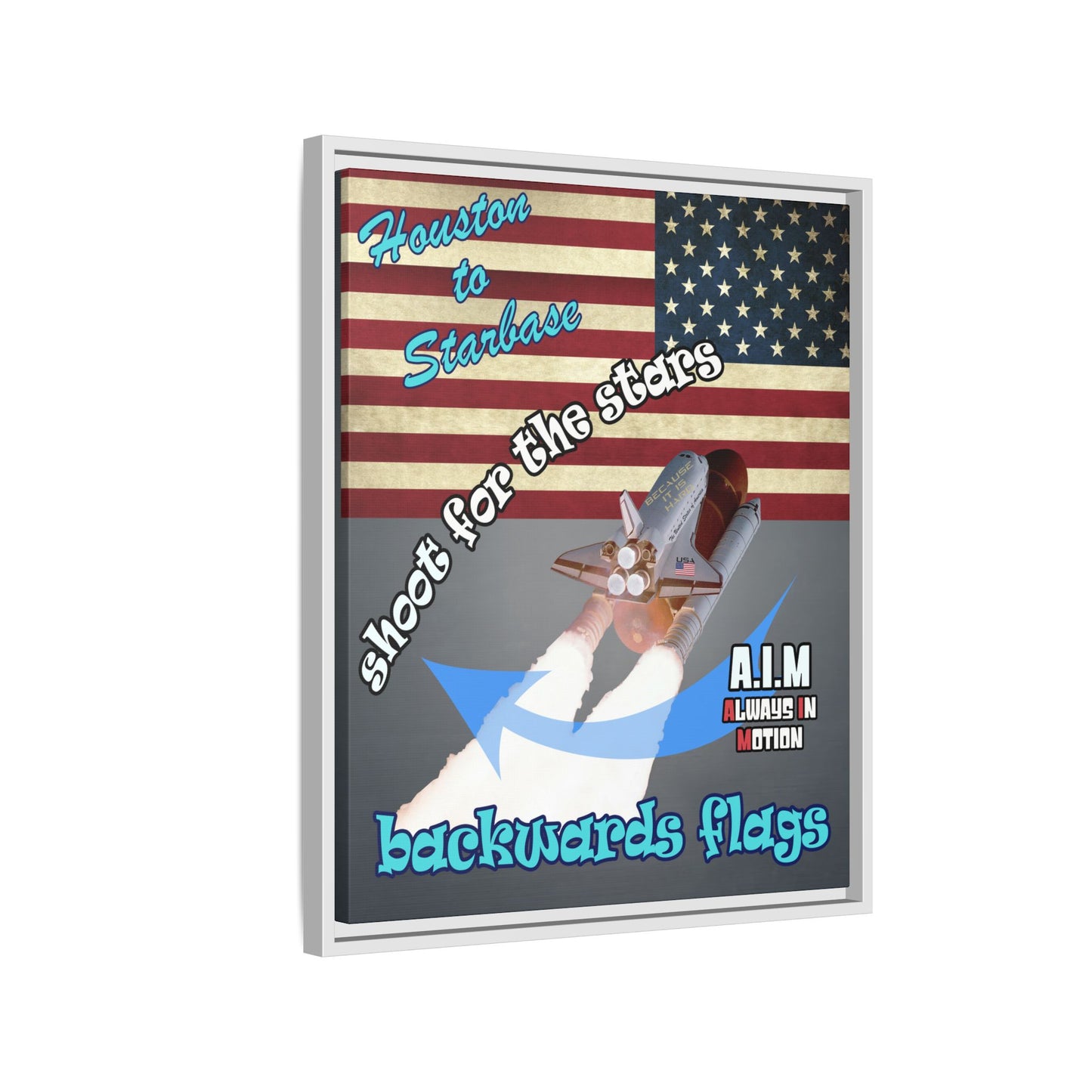 shoot for the stars - framed canvas art (grey-light grey)