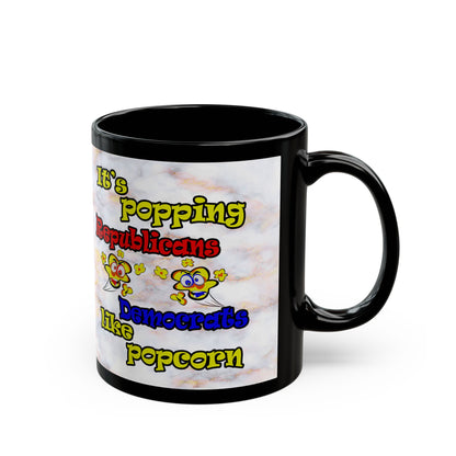 popping like popcorn - Black Mug (white marble)