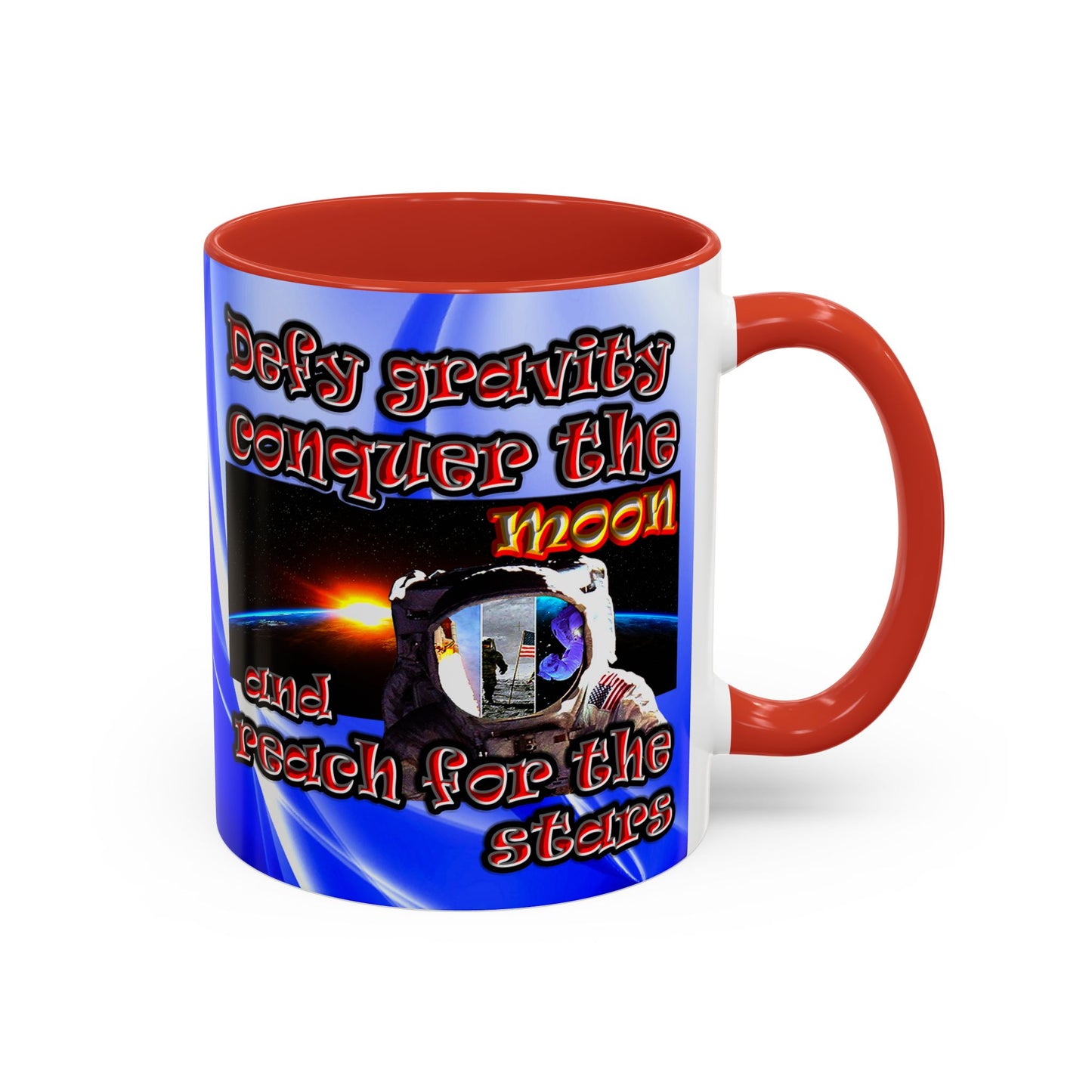 defy conquer reach - Accent Mug (blue-white wave)