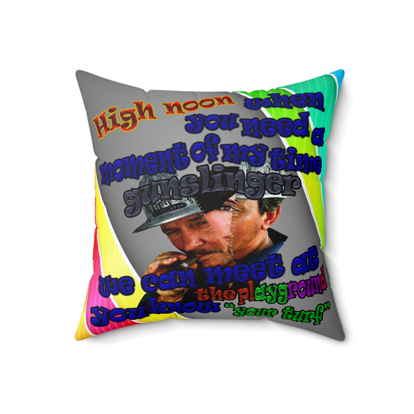 high noon - Spun Polyester Square Pillow - (rainbow split)