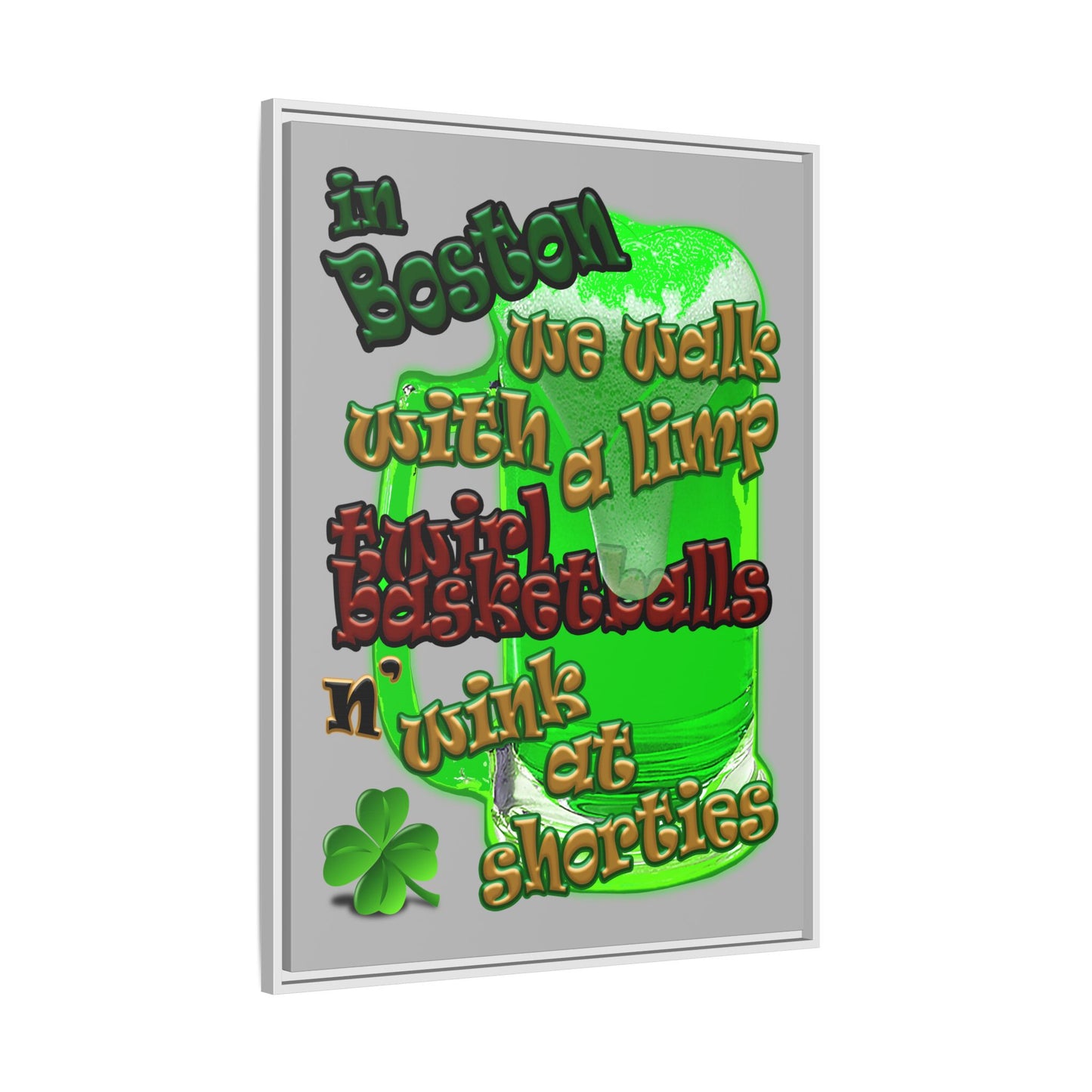 celtics logo - framed canvas art (light grey)