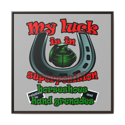 my luck - framed canvas art (light grey)