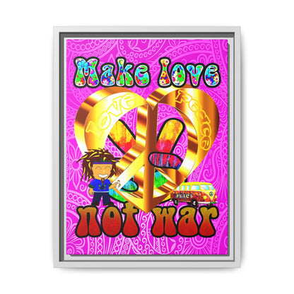 love peace - framed canvas art (pink swirl)