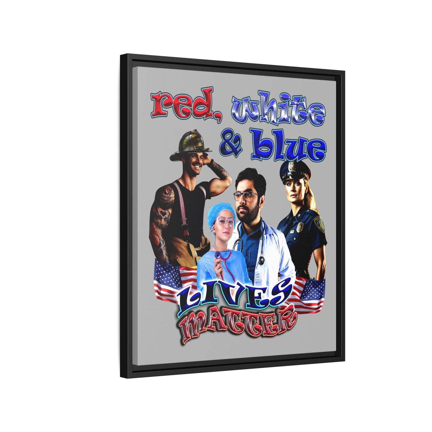 rw&b lives matter - framed canvas art (light grey)