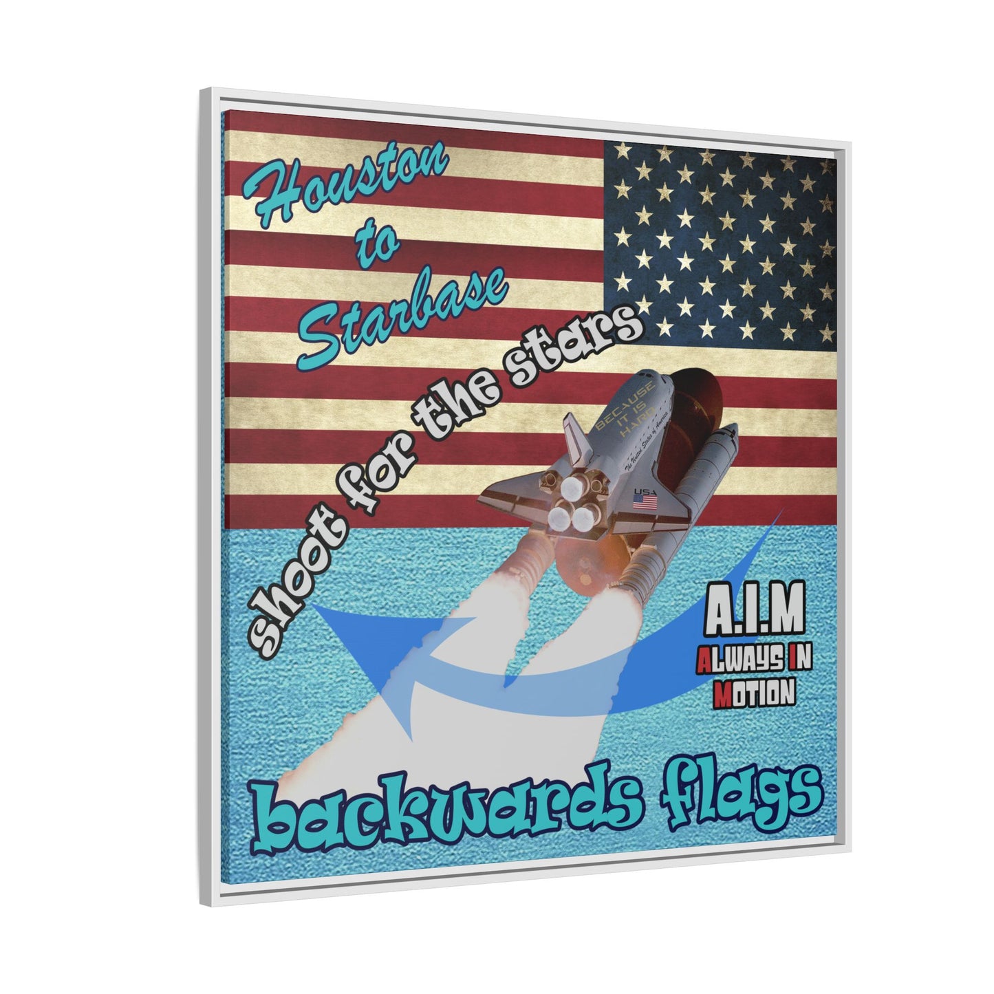 shoot for the stars - framed canvas art (faded blue)