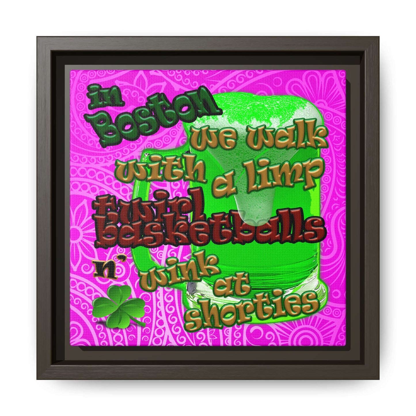 celtics logo - framed canvas art (pink swirl)