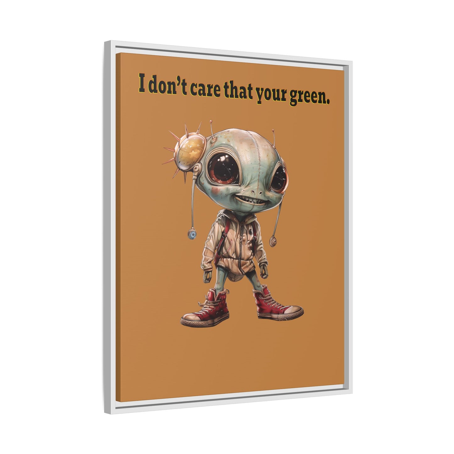 I don't care that your green - framed canvas art (light brown)