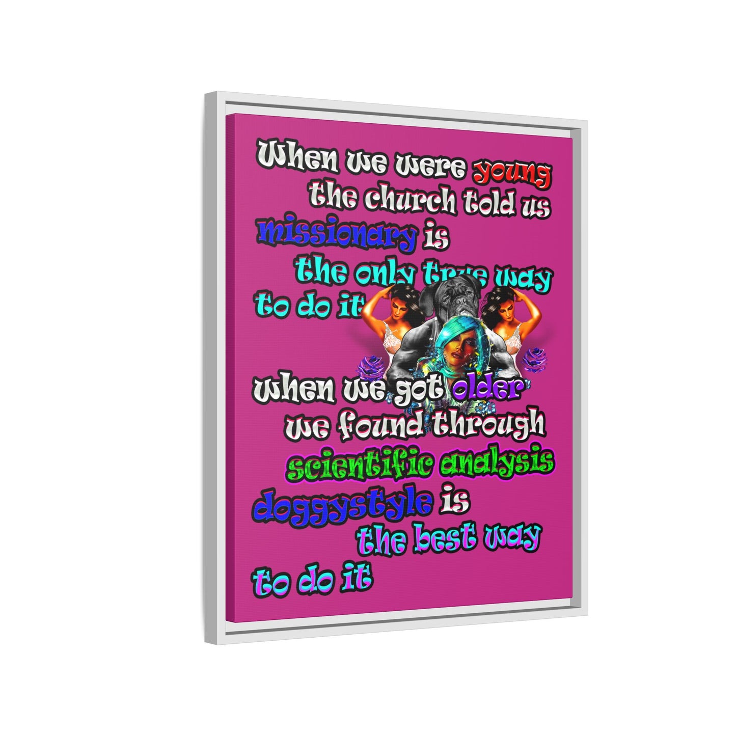 doggystyle - framed canvas art (pink)
