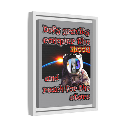 defy conquer reach - framed canvas art (grey)