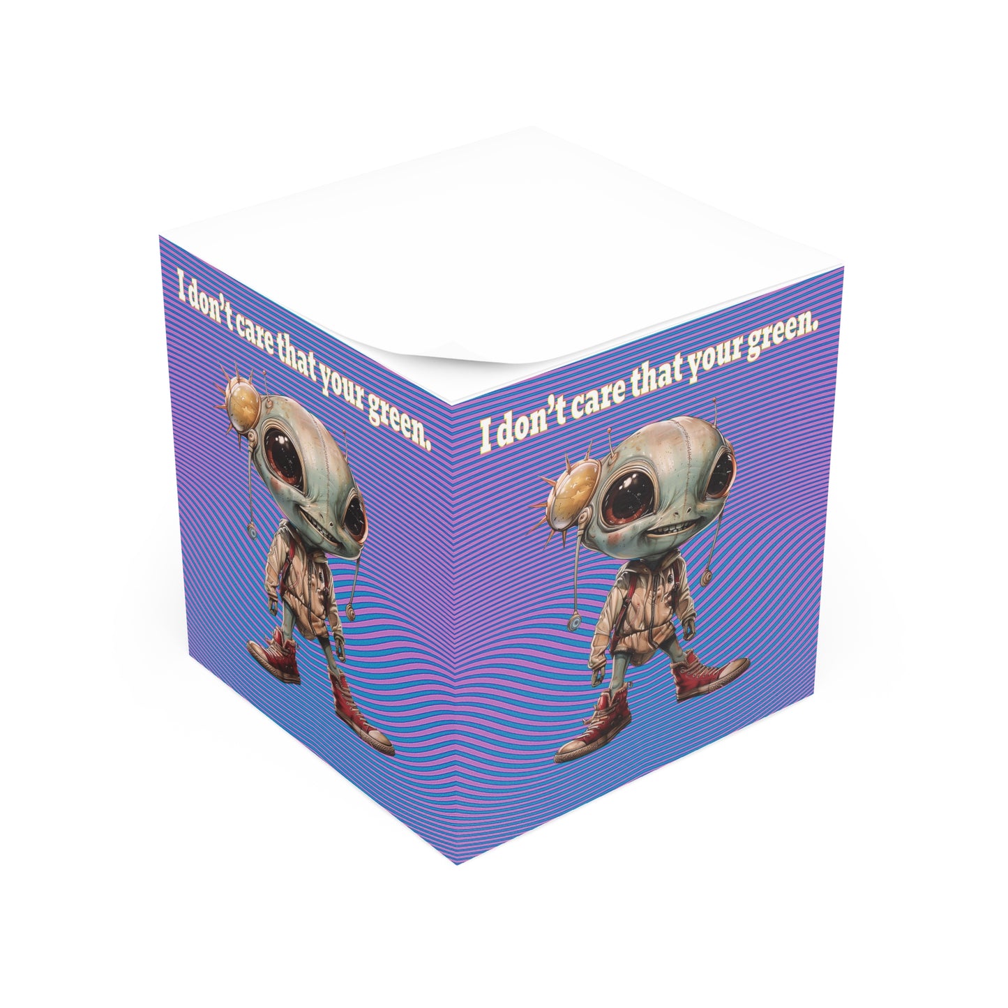 I don't care that your green - note cube (light blue-purple wave)
