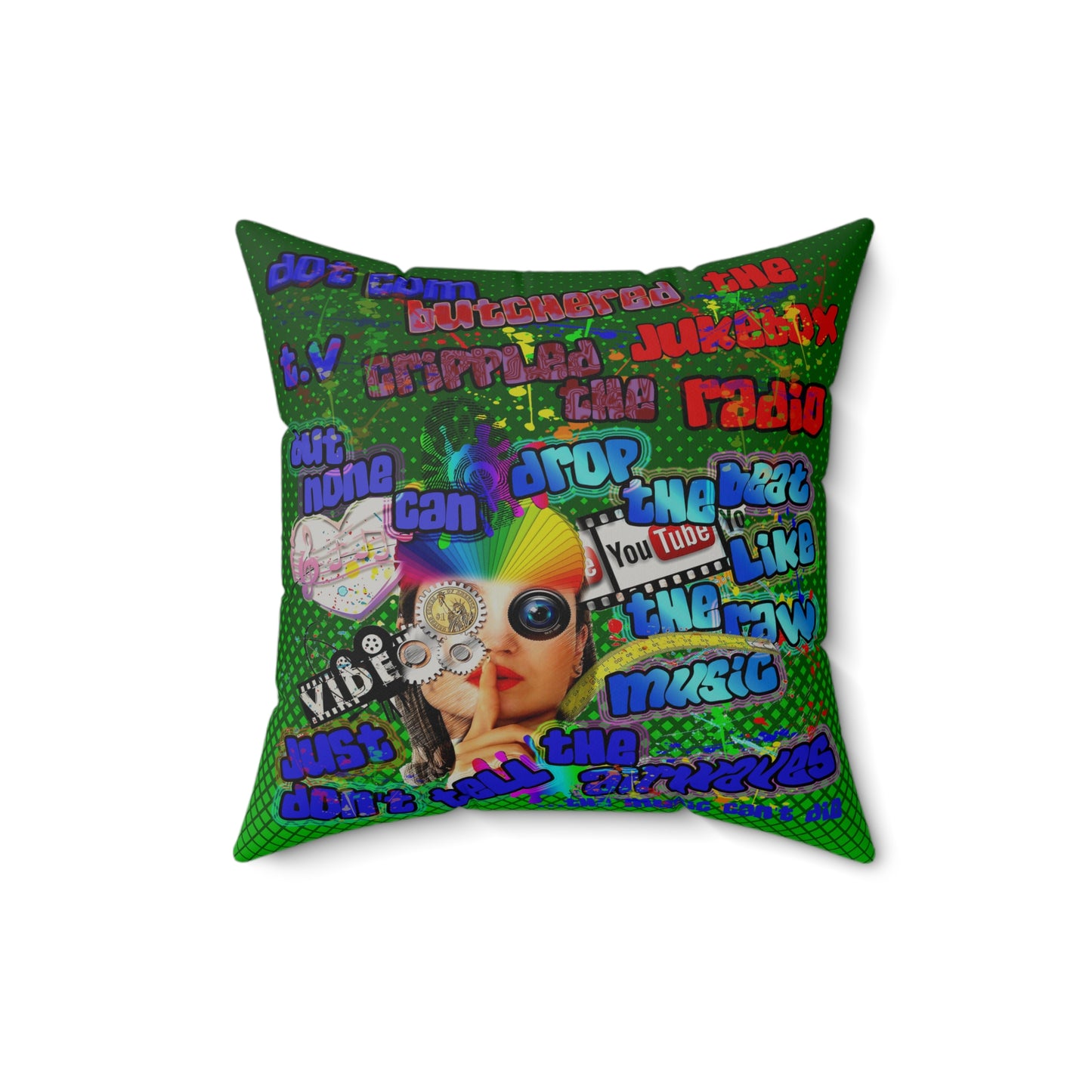 drop the beat - Faux Suede Square Pillow - (logo green)