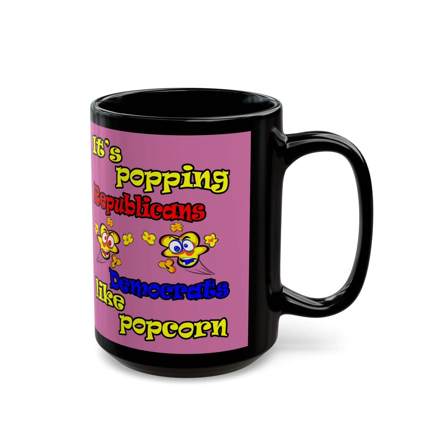 popping like popcorn - Black Mug (light pink)