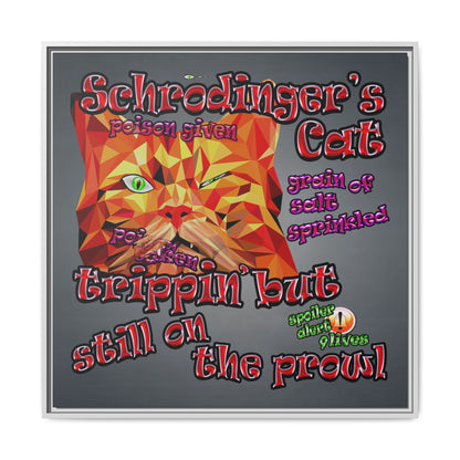 schrodinger's cat - framed canvas art (grey-light grey)