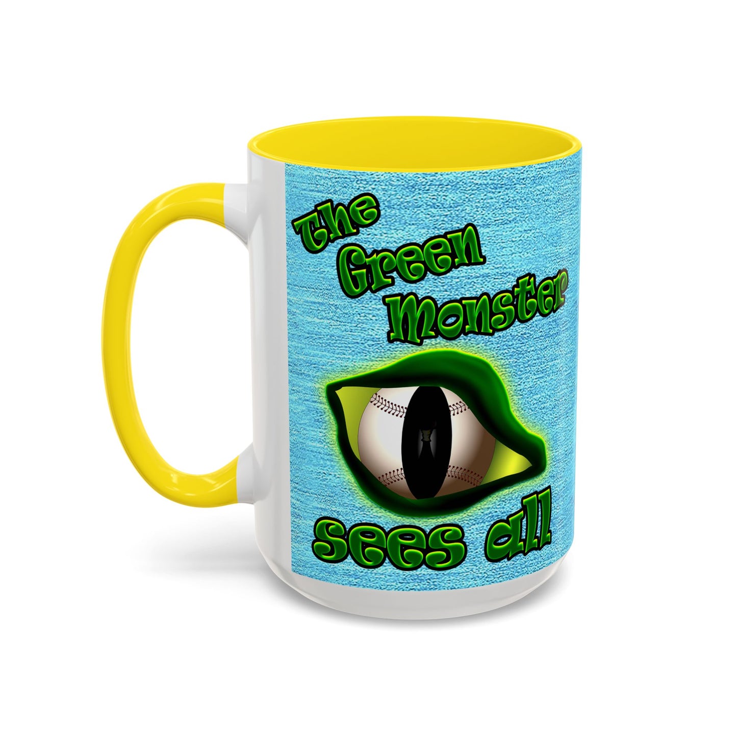 green monster - Accent Mug (faded blue)