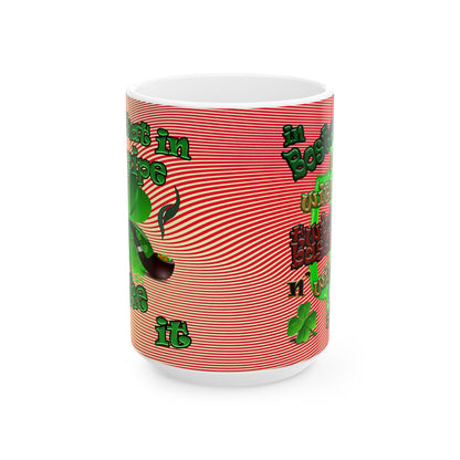 celtics logo - White Mug (yellow-orange wave)