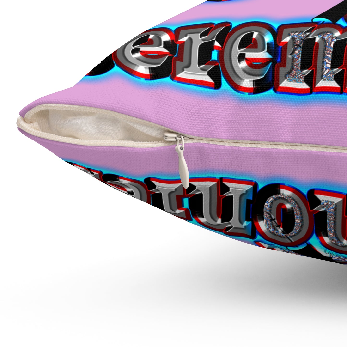 em cee squared - Spun Polyester Square Pillow - (gummy pink)