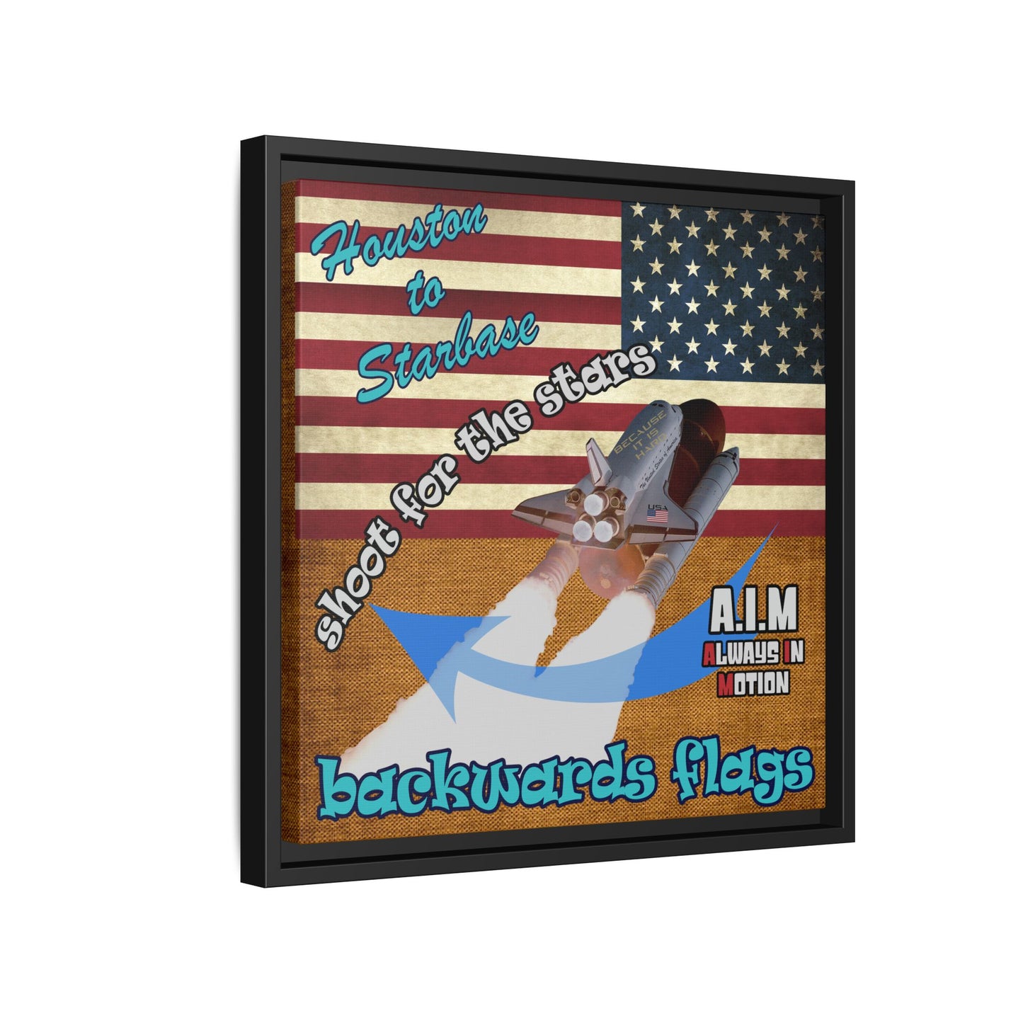 shoot for the stars - framed canvas art (brown papyrus)