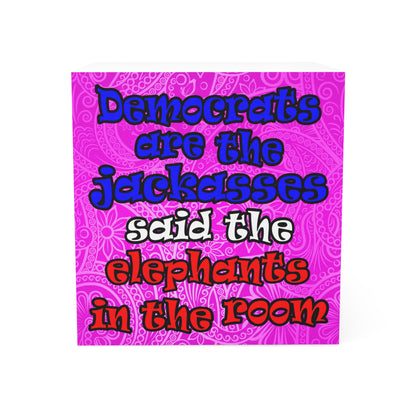 donkeys and elephants - note cube (pink swirl)