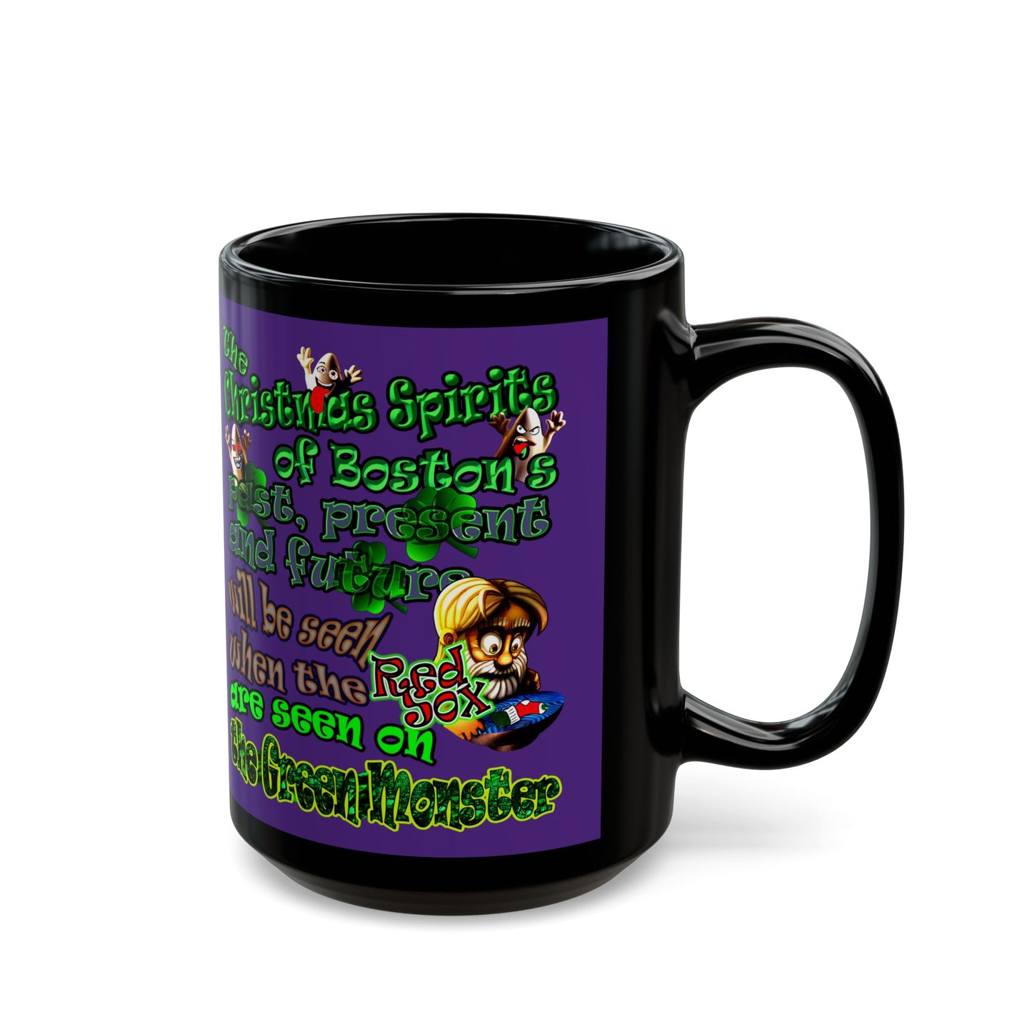 christmas spirits of boston - Black Mug (purple)