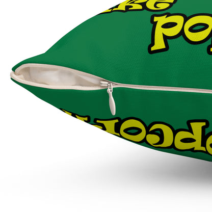 popping like popcorn - Spun Polyester Square Pillow - (dark green)