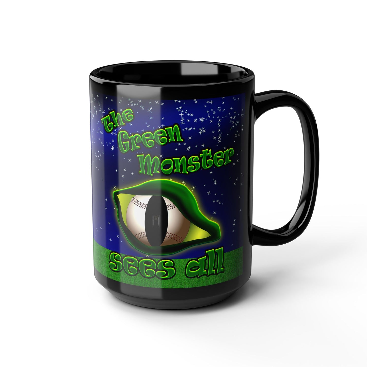 green monster - Black Mug ('snoops' background)