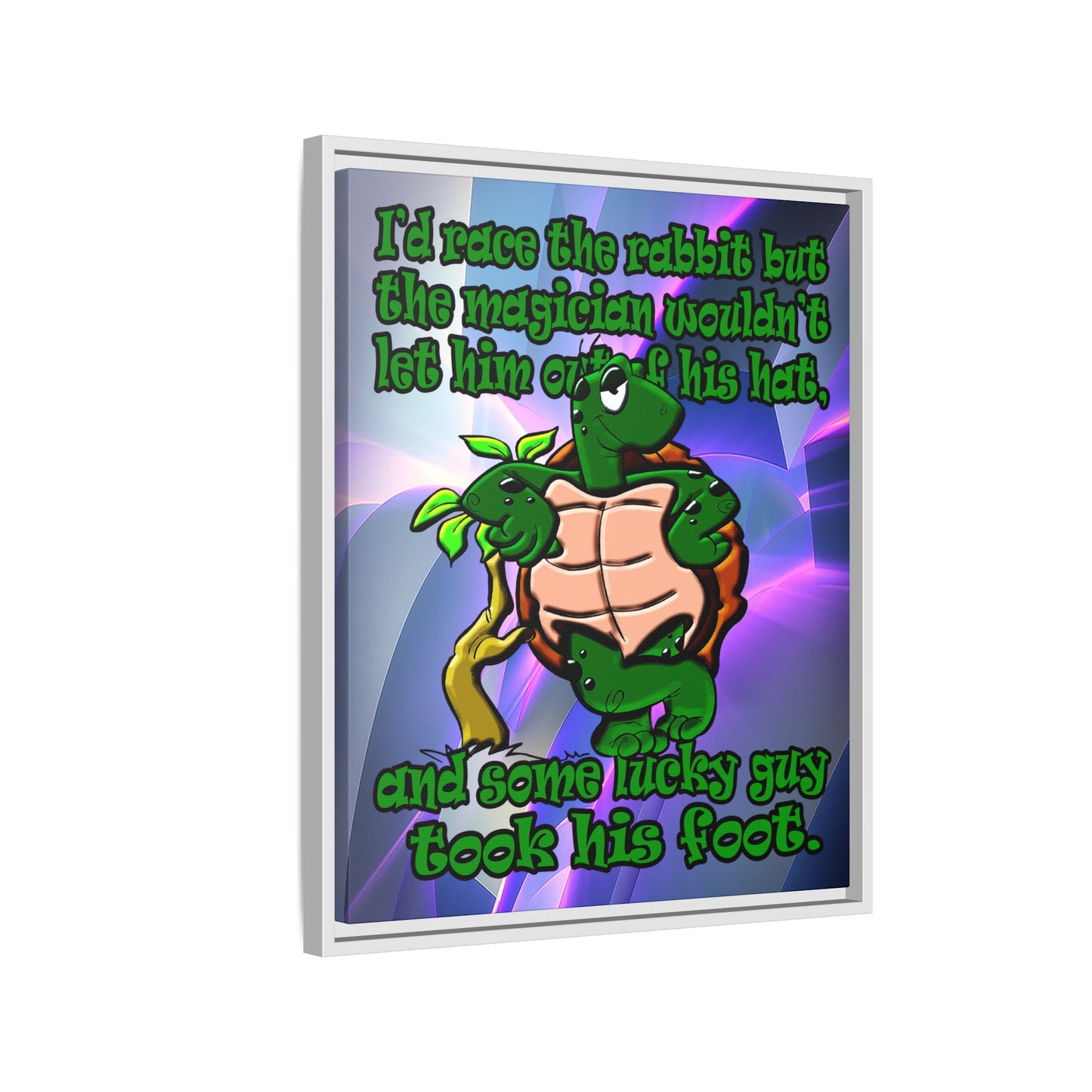 turtle race - framed canvas art (grey-pink wave)