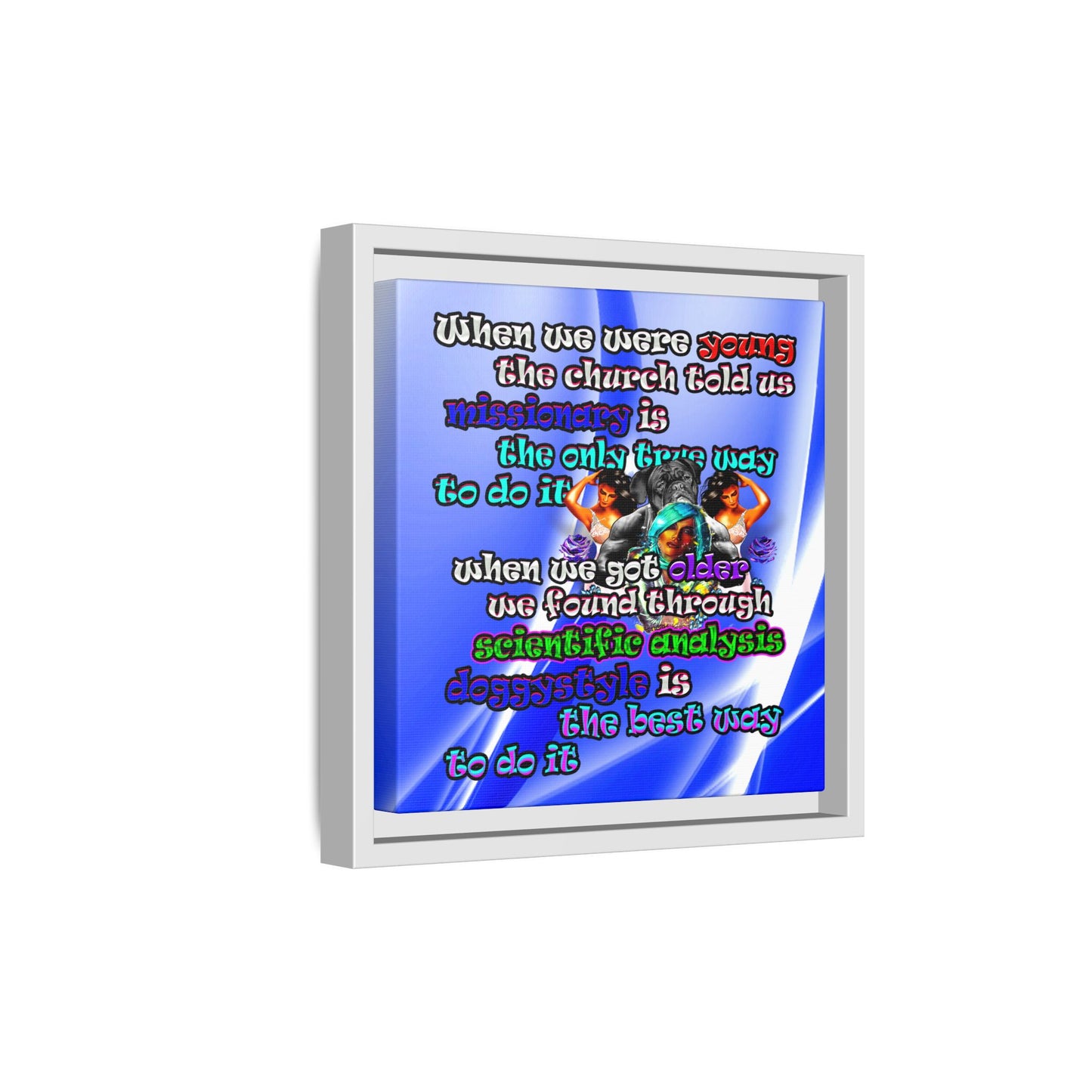 doggystyle - framed canvas art (blue-white wave)
