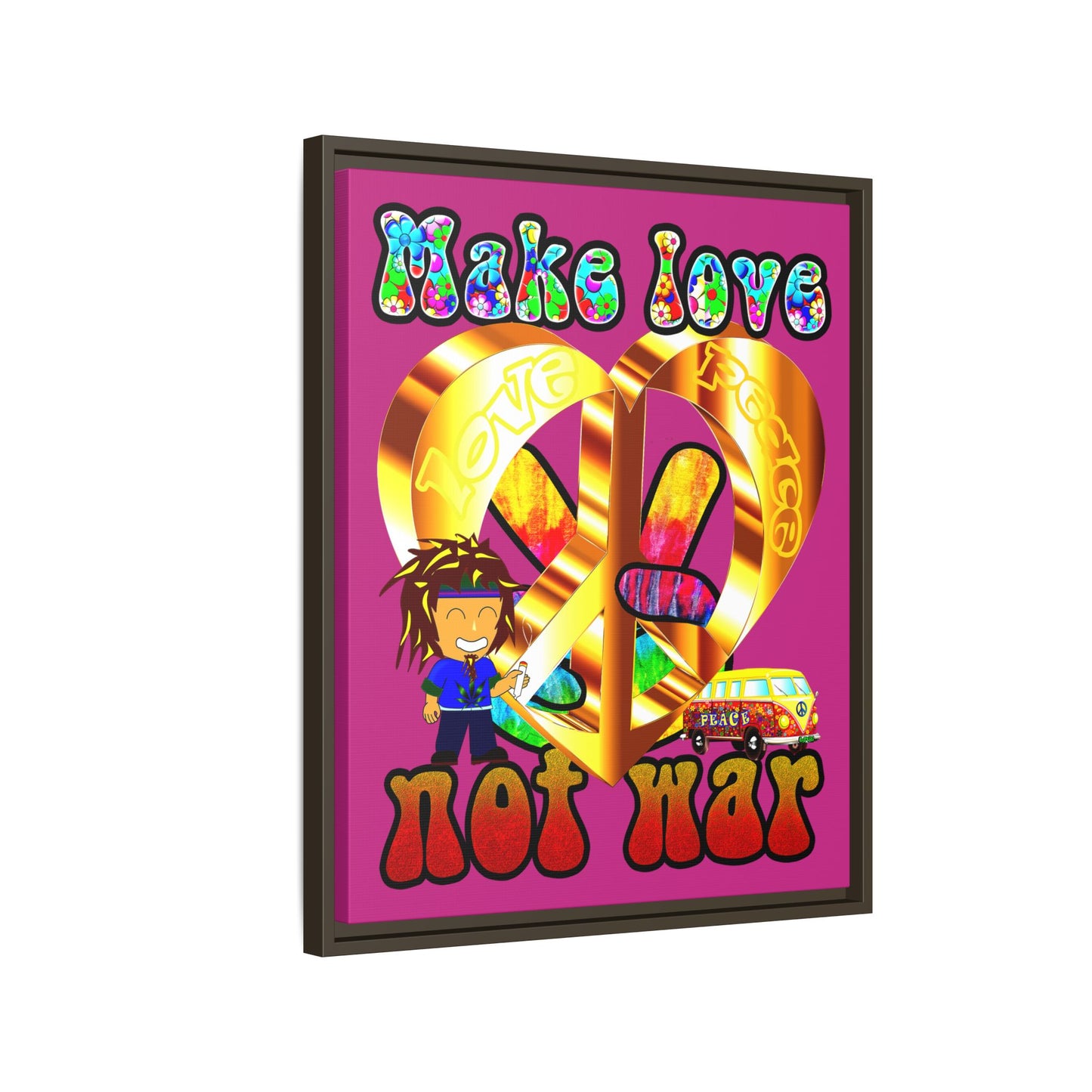 love peace - framed canvas art (pink)