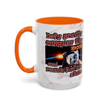 defy conquer reach - Accent Mug (white marble)
