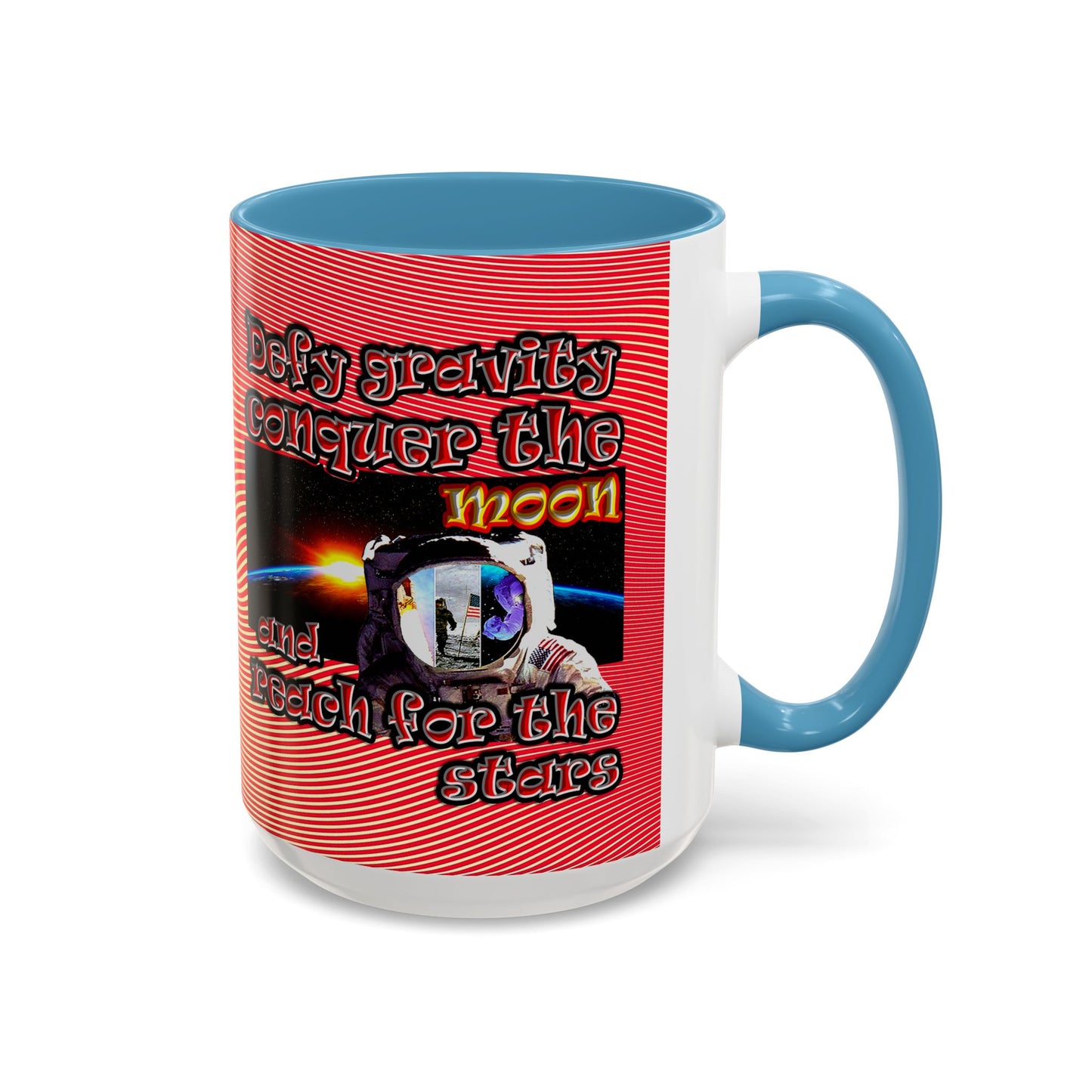 defy conquer reach - Accent Mug (yellow-orange wave)