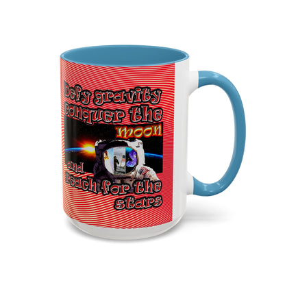 defy conquer reach - Accent Mug (yellow-orange wave)