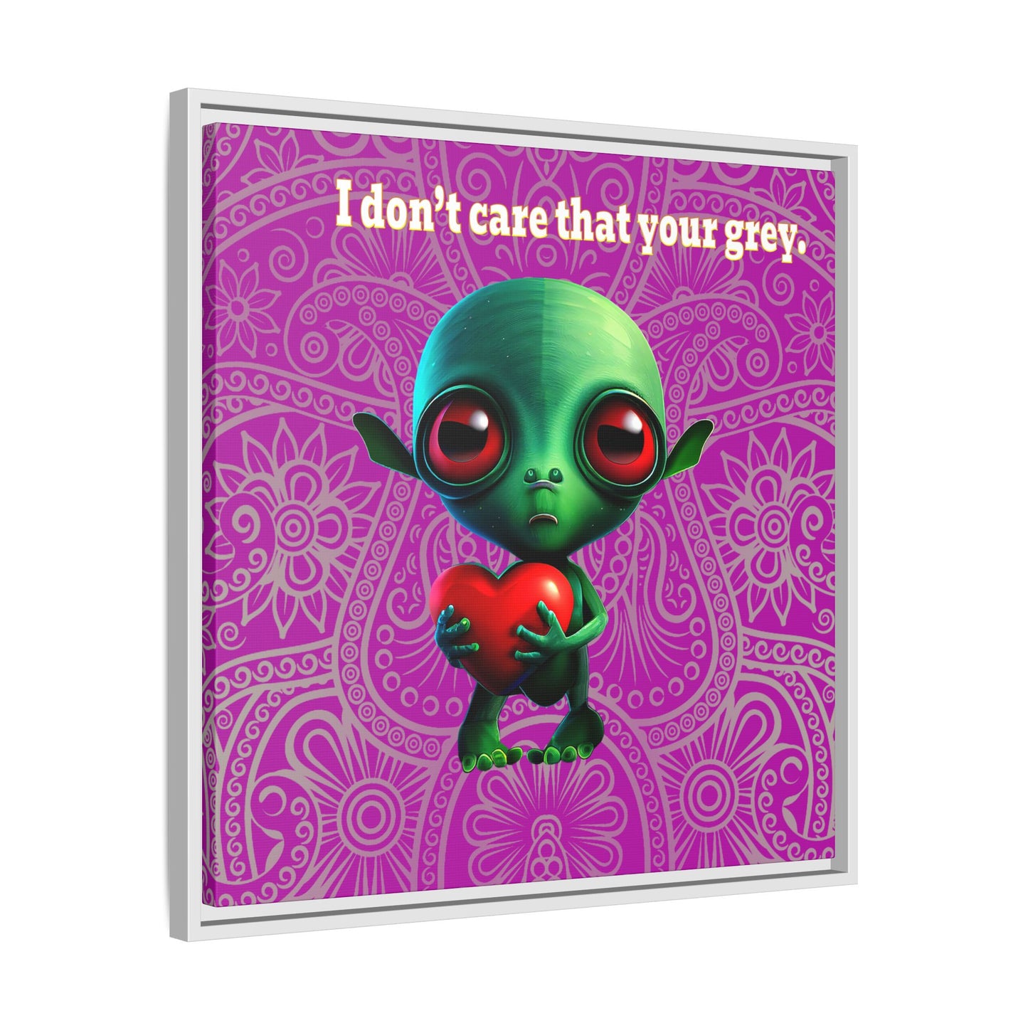 I don't care that your grey - framed canvas art (pink swirl)