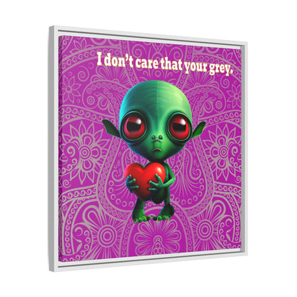 I don't care that your grey - framed canvas art (pink swirl)
