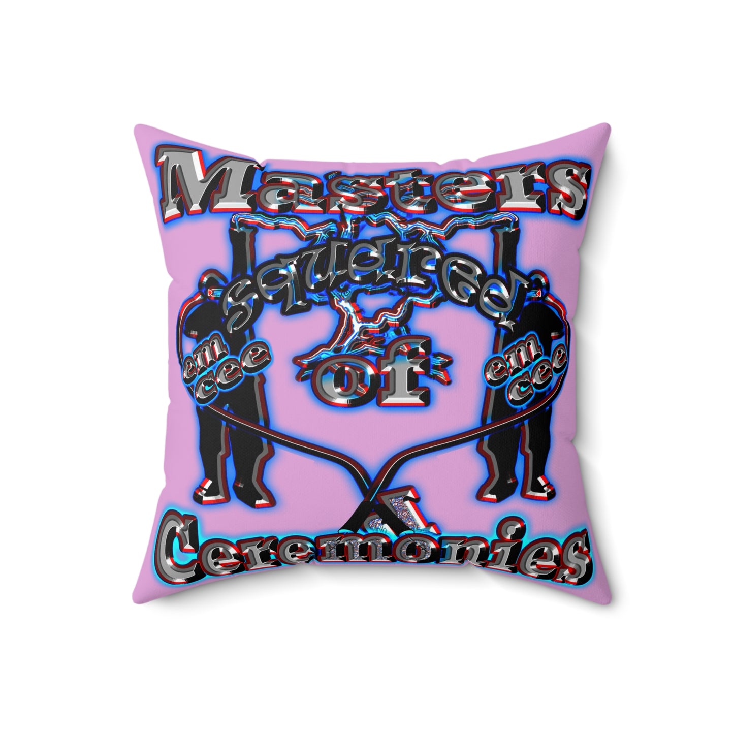 em cee squared - Spun Polyester Square Pillow - (gummy pink)