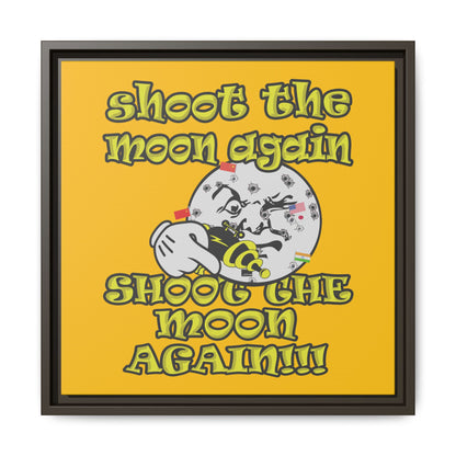 shoot the moon again - framed canvas art (yellow)