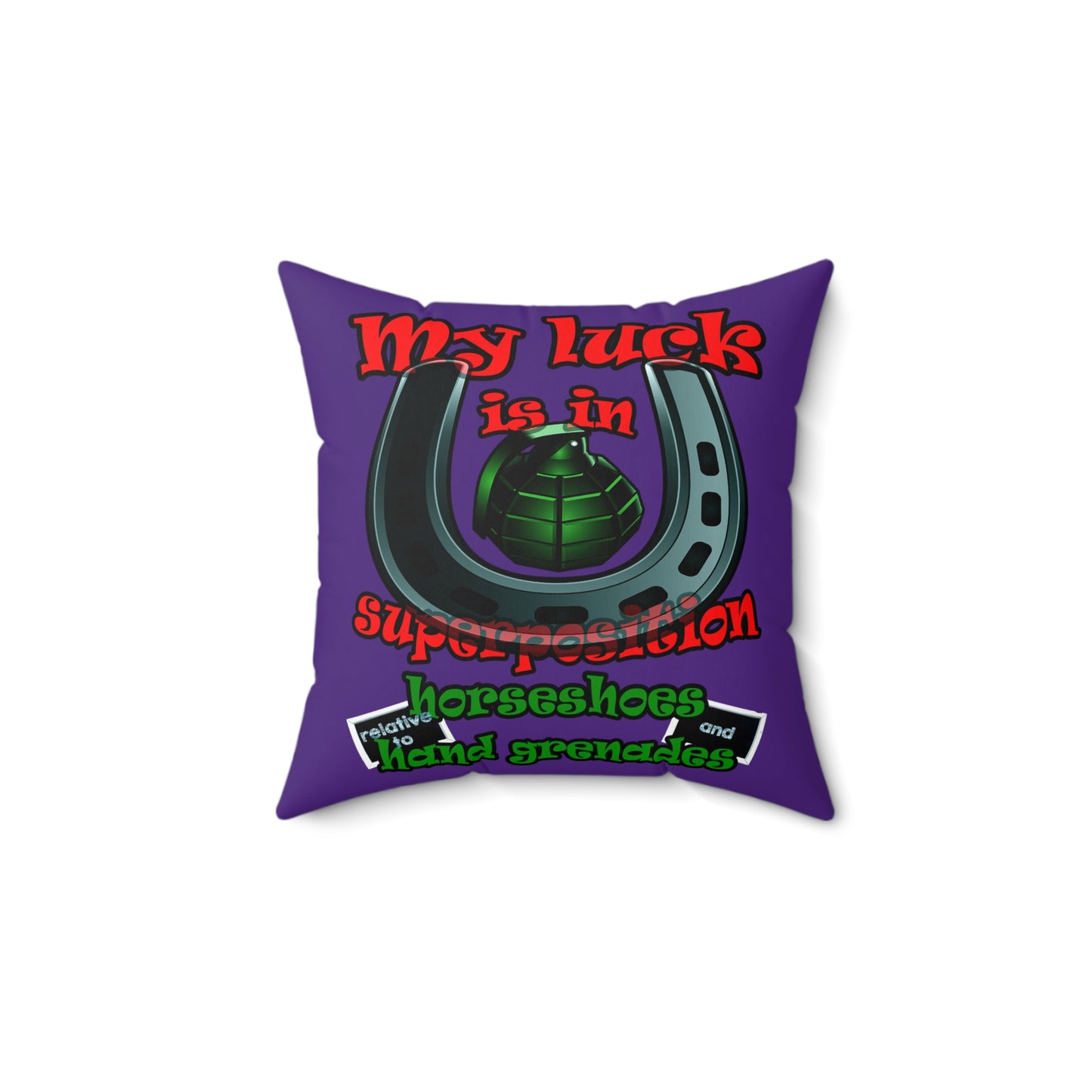 my luck - Spun Polyester Square Pillow - (purple)