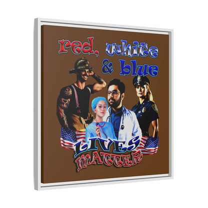rw&b lives matter - framed canvas art (brown)
