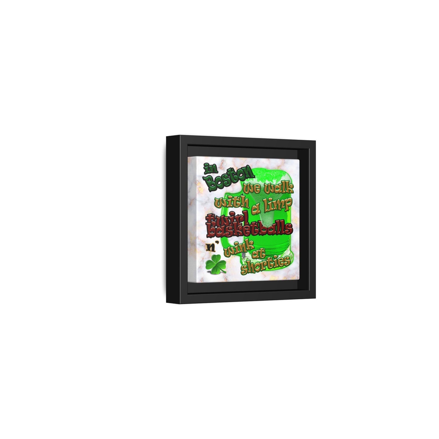celtics logo - framed canvas art (white marble)