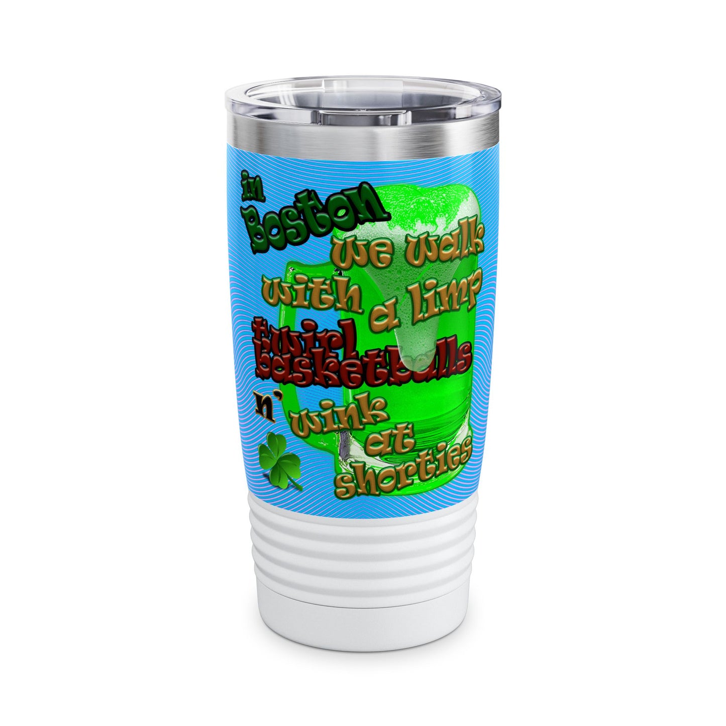 celtics logo - Ringneck Tumbler, 20oz (light blue-purple wave)