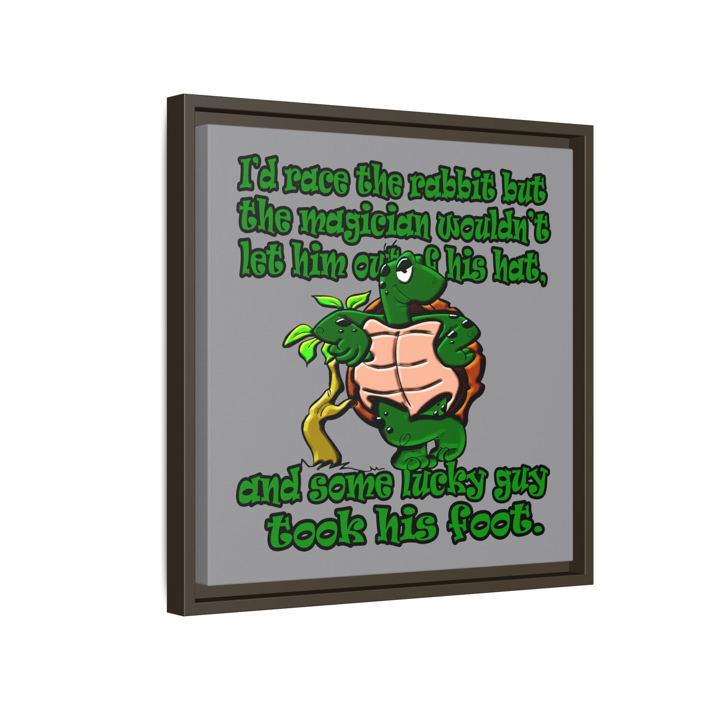 turtle race - framed canvas art (grey)
