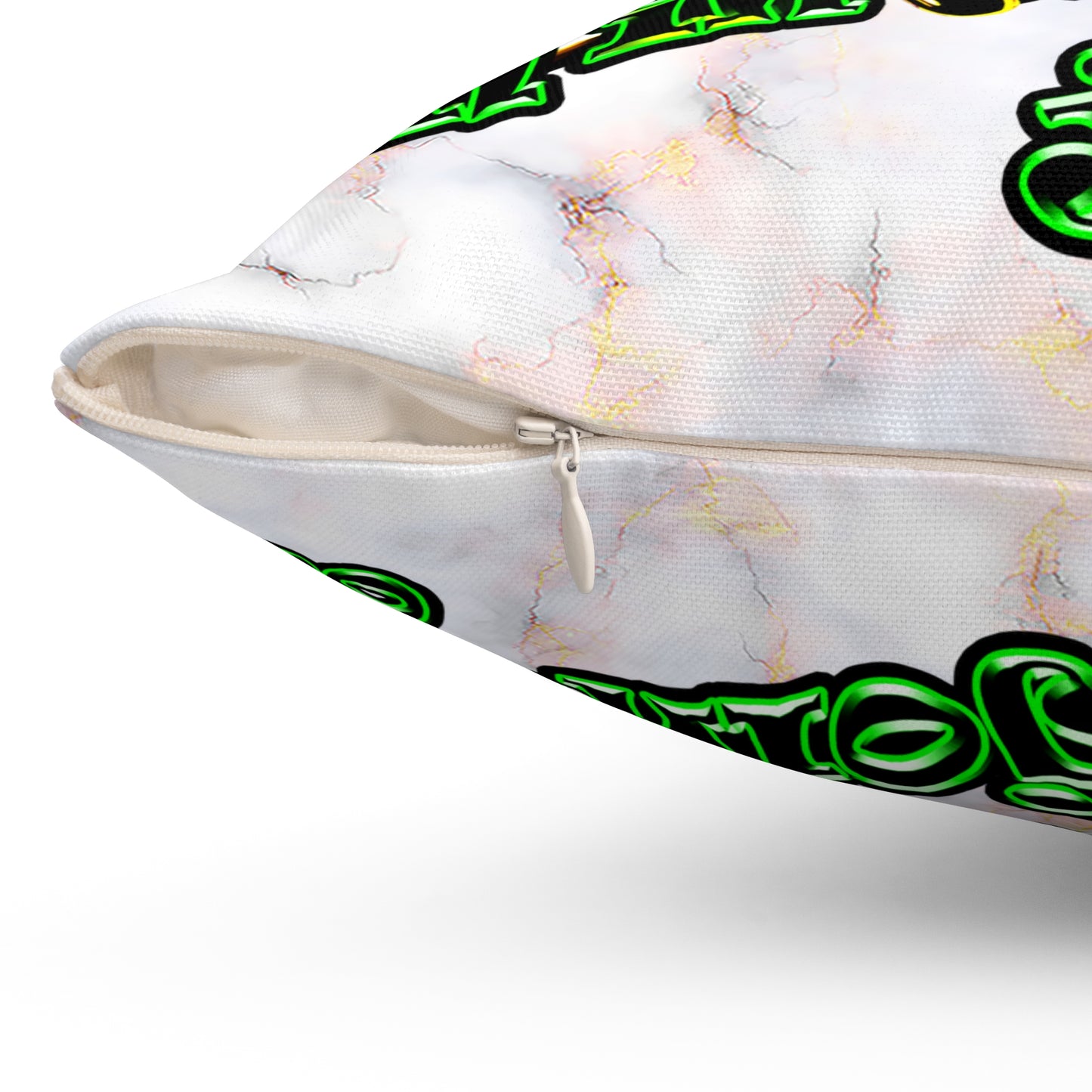 og - Spun Polyester Square Pillow - (white marble)
