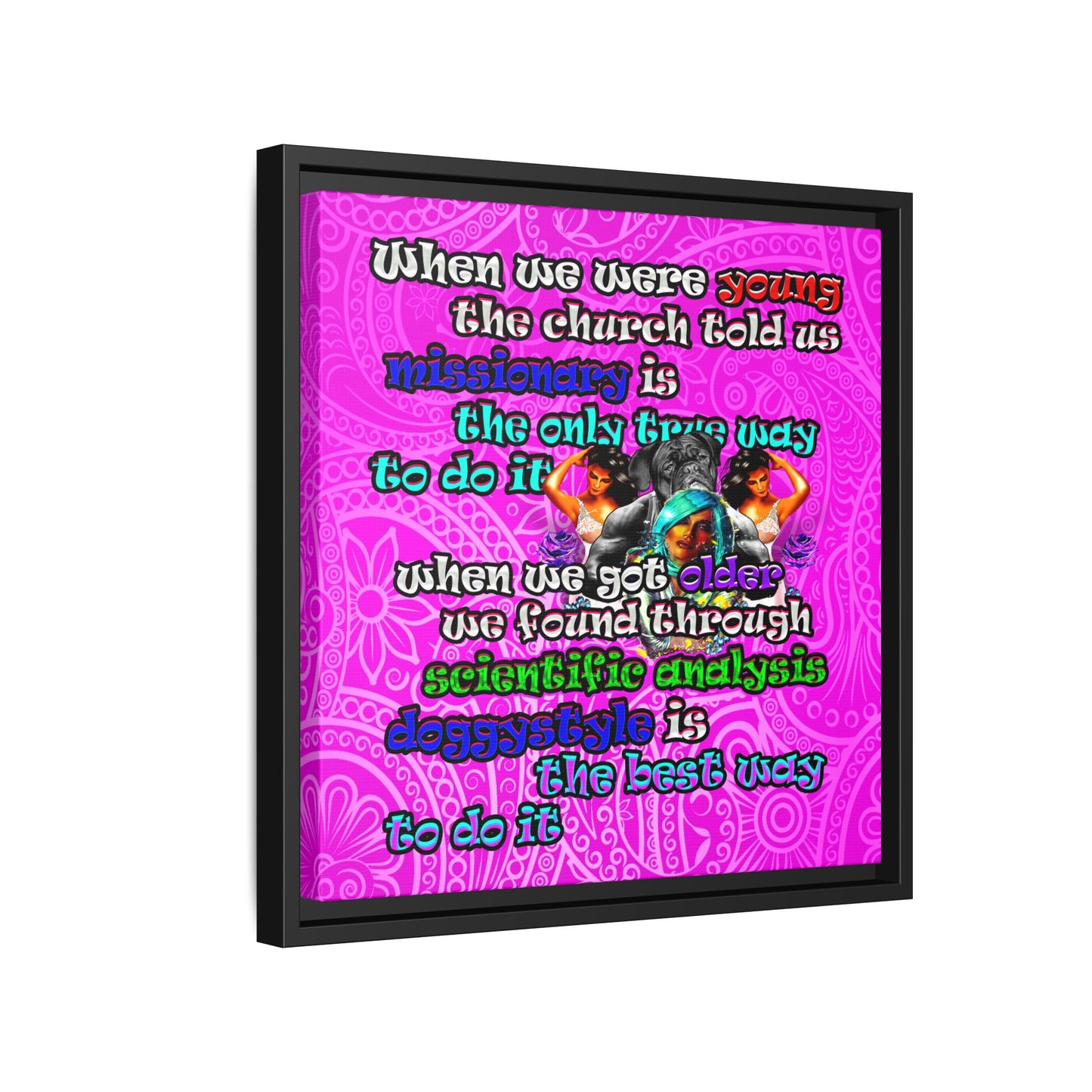 doggystyle - framed canvas art (pink swirl)