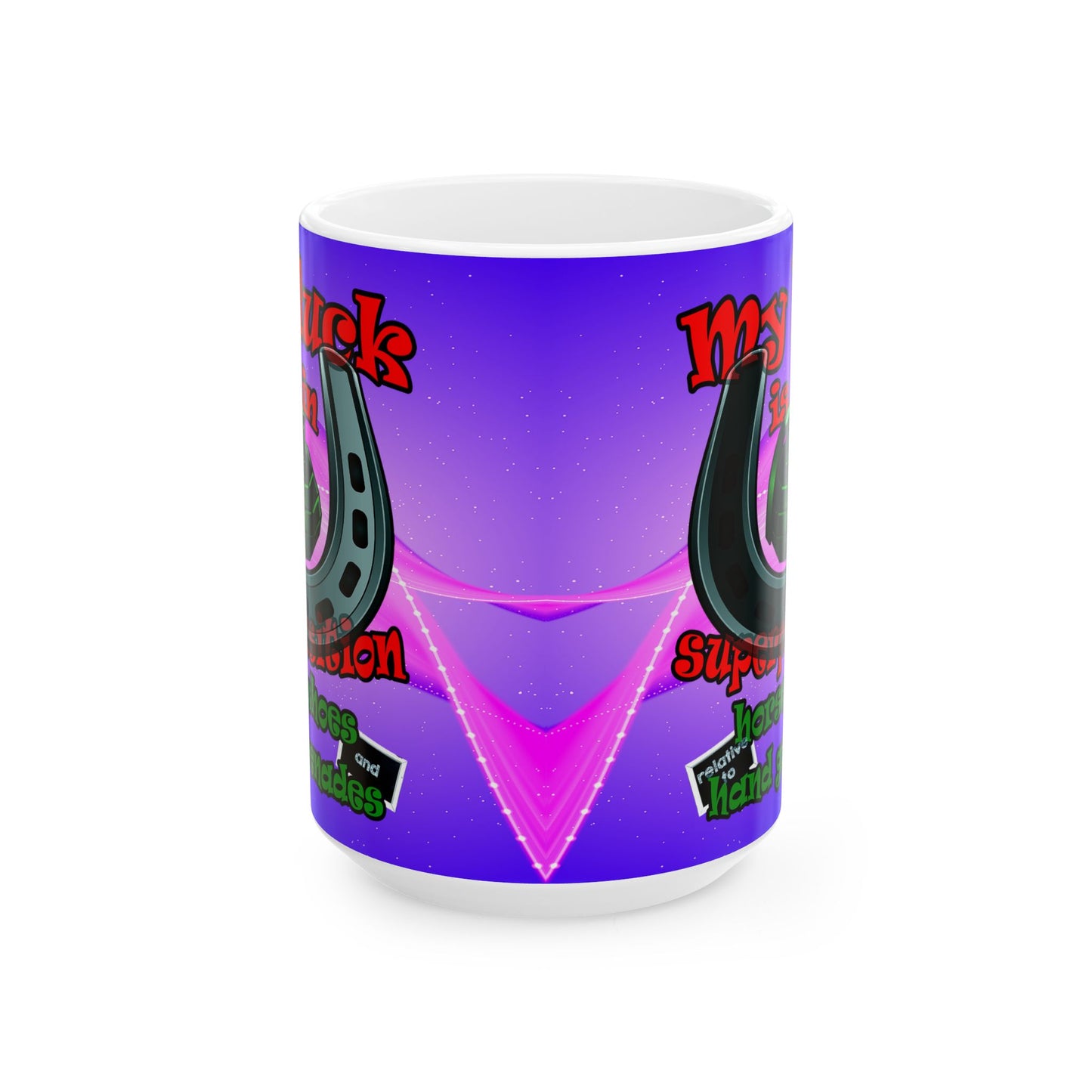 my luck - White Mug (purple-pink wave)