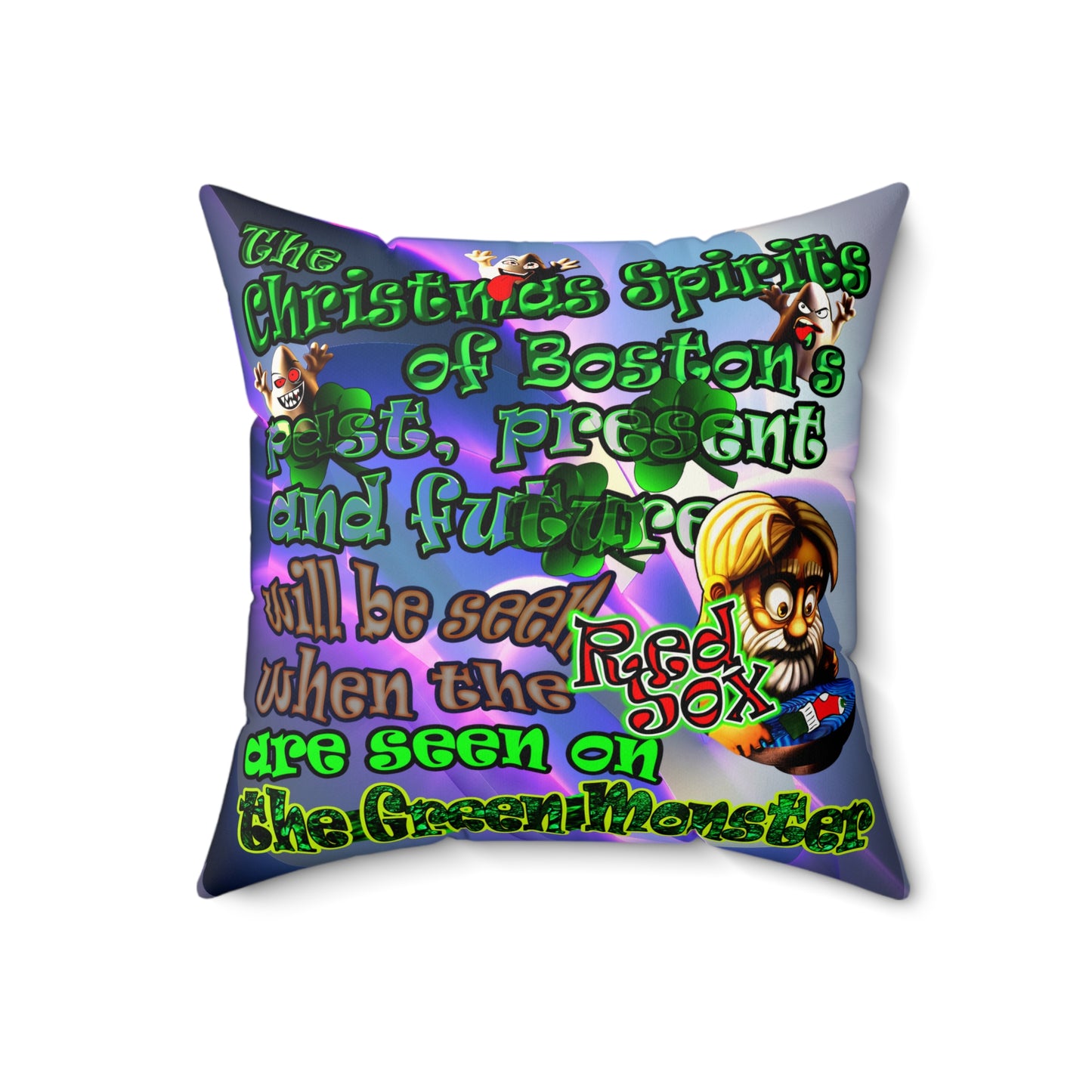 christmas spirits of boston - Faux Suede Square Pillow - (grey-pink wave)