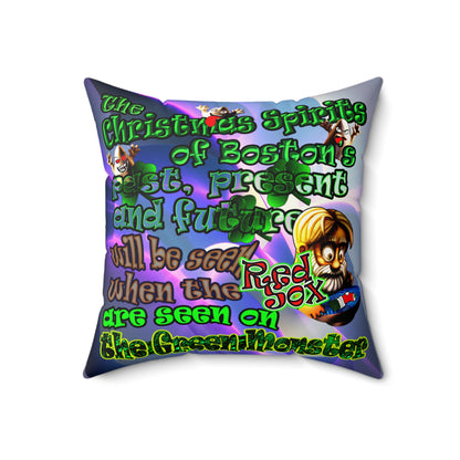christmas spirits of boston - Faux Suede Square Pillow - (grey-pink wave)