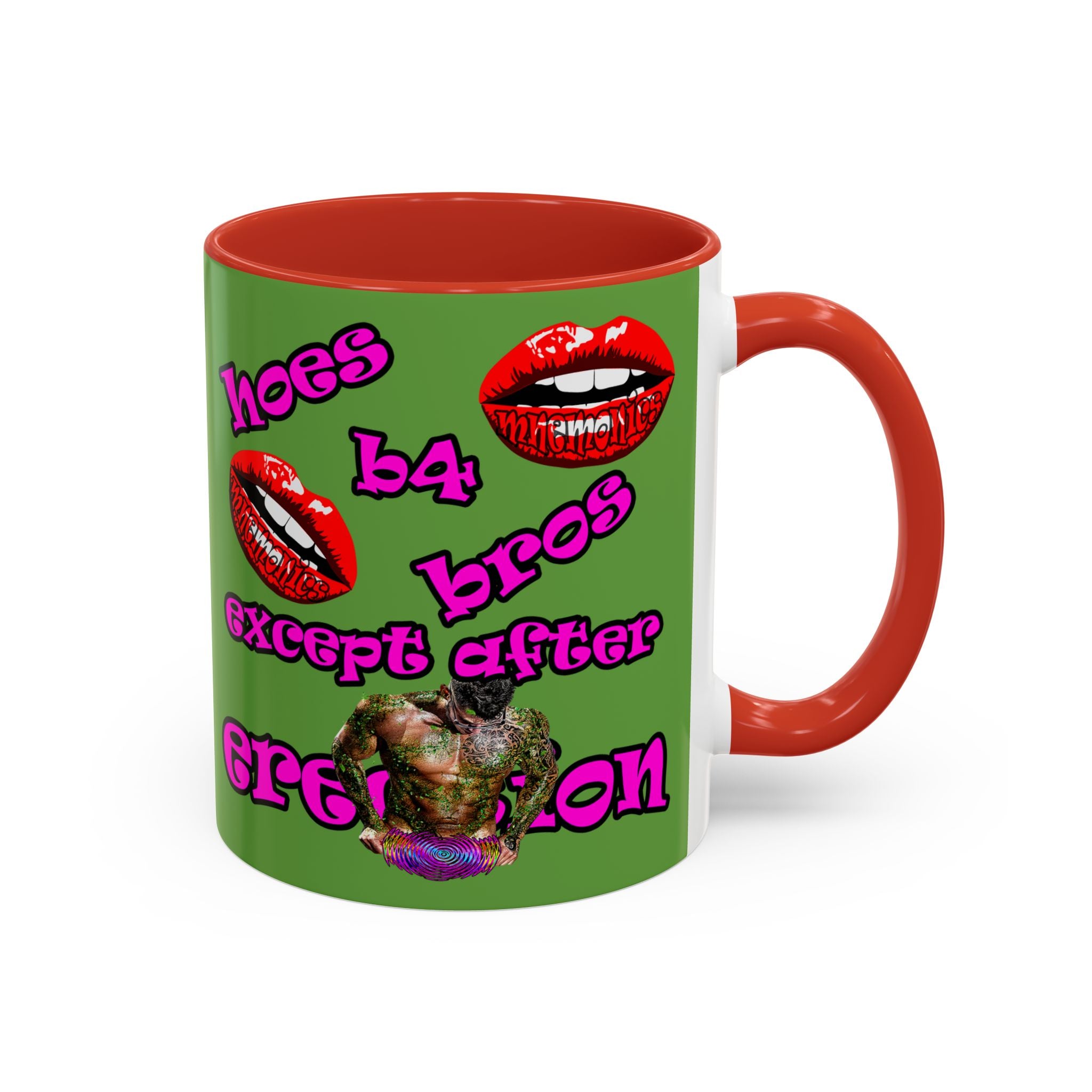 hoes b4 bros - Accent Mug (green)